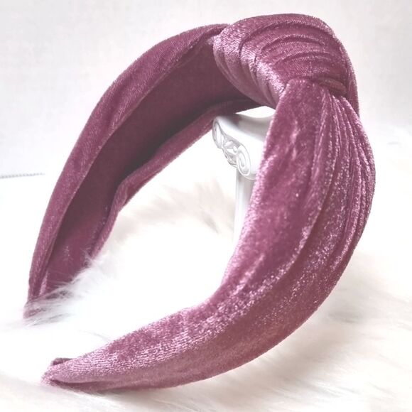 WIDE PURPLE VELVET TOP KNOT HEADBAND fall christmas - Picture 3 of 8